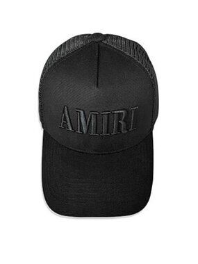 AMIRI Black Raised Logo Mesh Trucker Cap